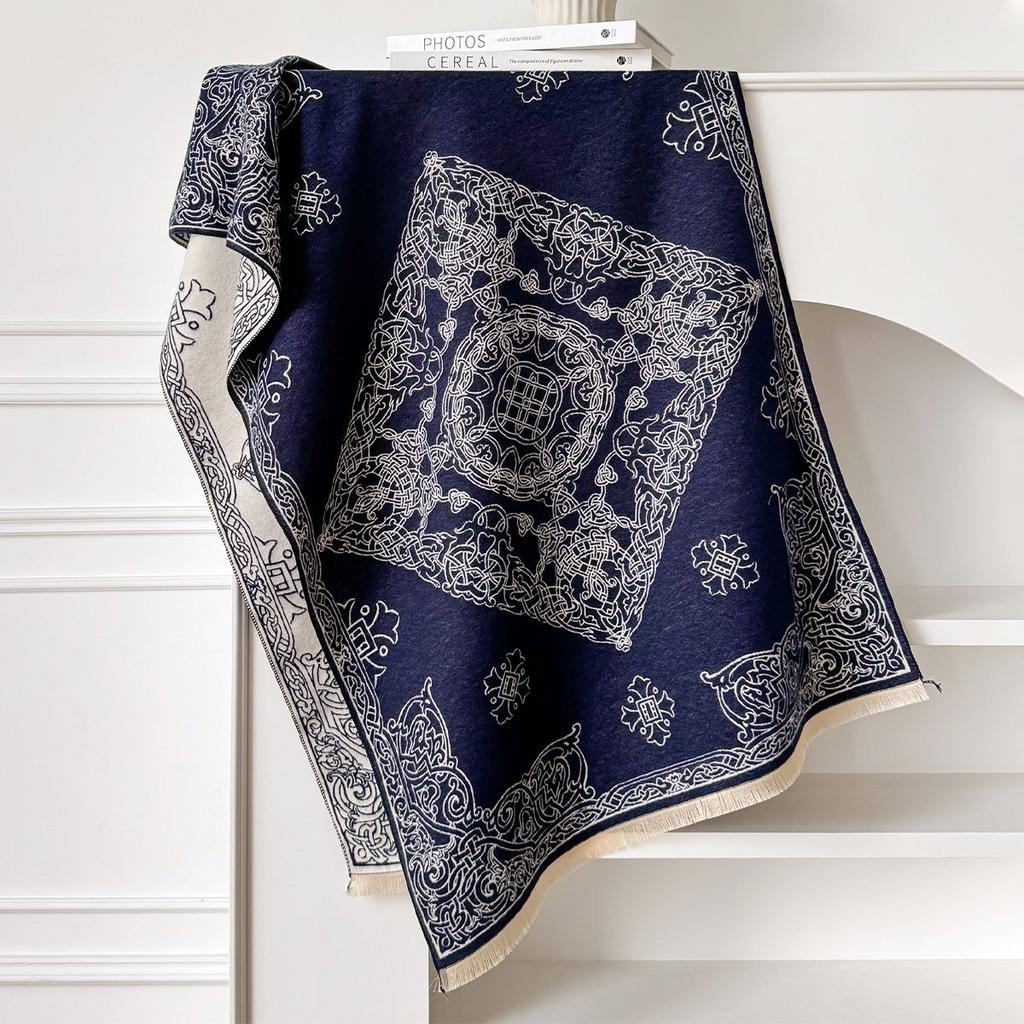 High-End Scarf Women'S Winter Imitation Cashmere Decorative Warm Air Conditioner Towel With Retro Thickened Travel Long Towel