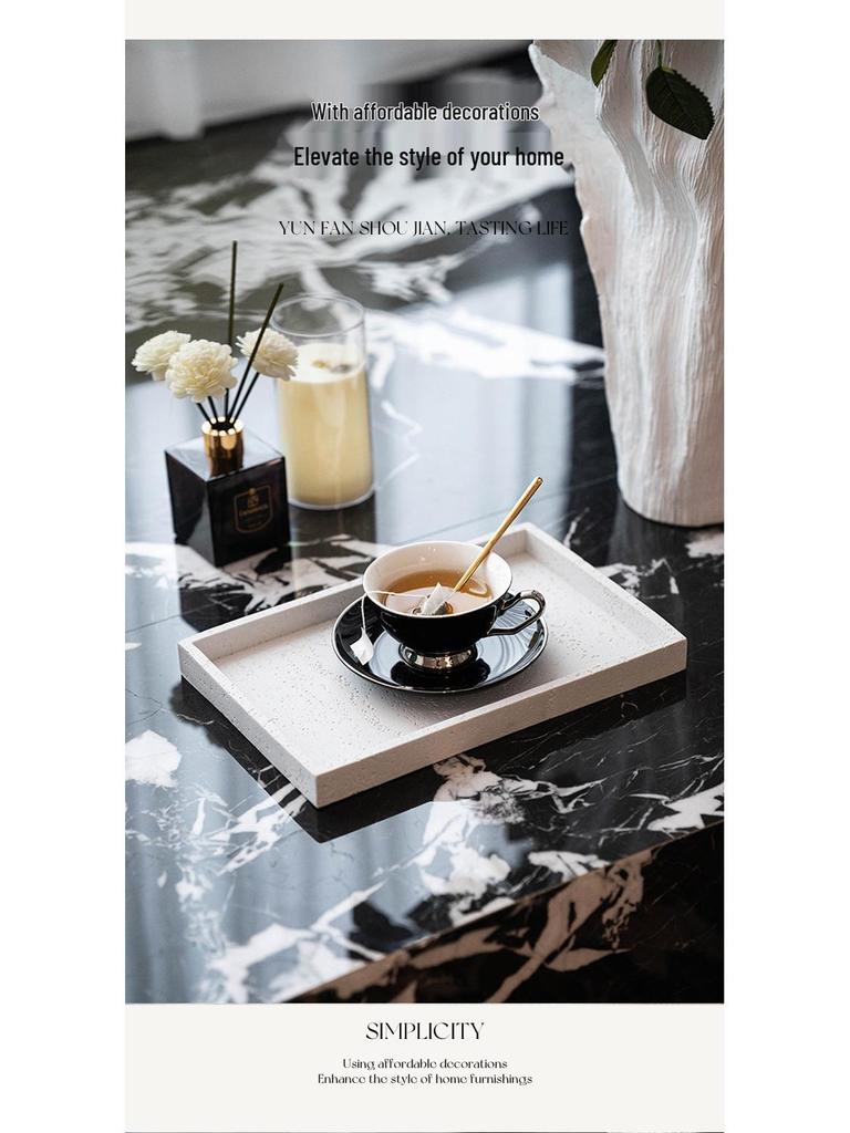 Travertine Wabi-Sabi Tray: Aromatherapy Storage, Luxury Bathroom Ornament, Living Room Decoration.