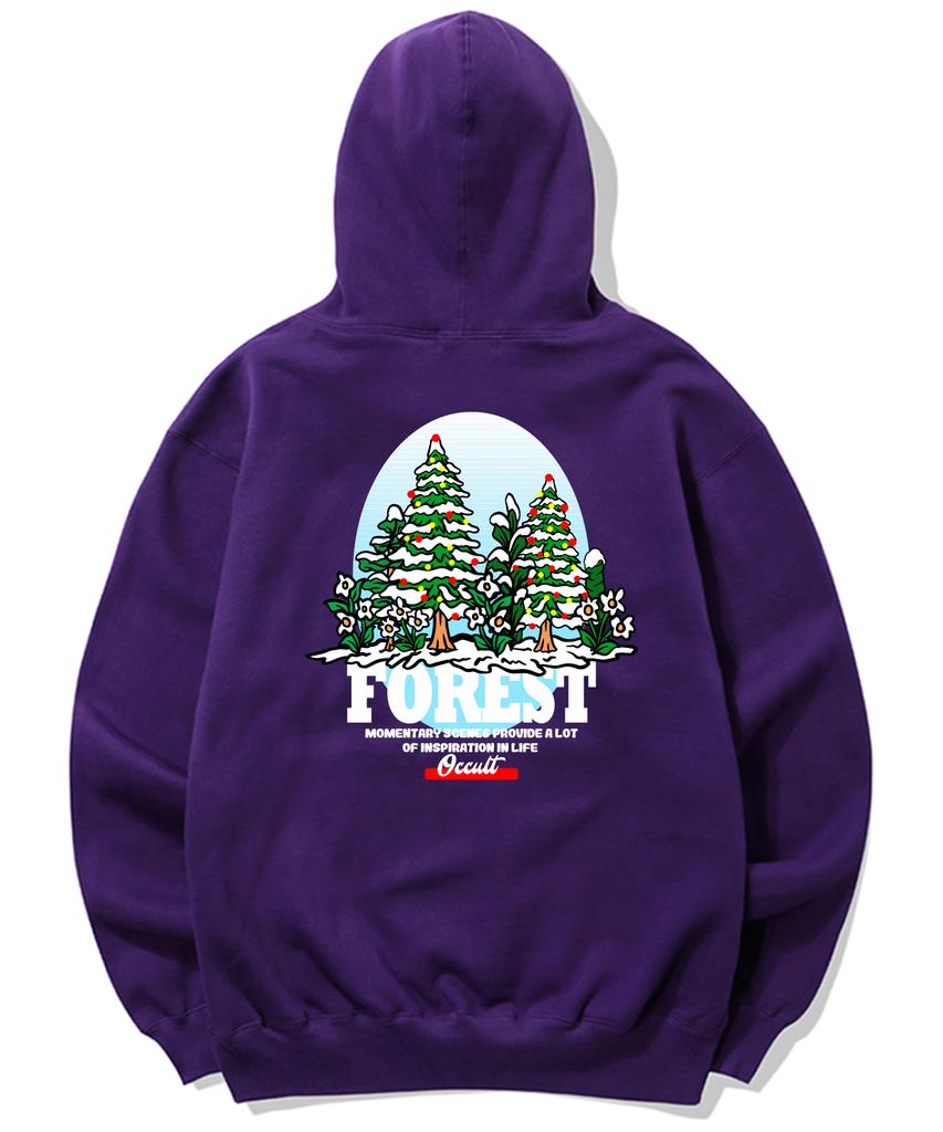 Snowy Forest Graphic Hoodie - Purple