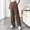 Women's High Waist Wide Leg Pants Straight Leg Trousers Loose Fit Office Commuter Pleated Drape Suit Pants