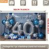 2D Blue Silver 40th Birthday Photography Backdrop Crown & Balloon Party Background