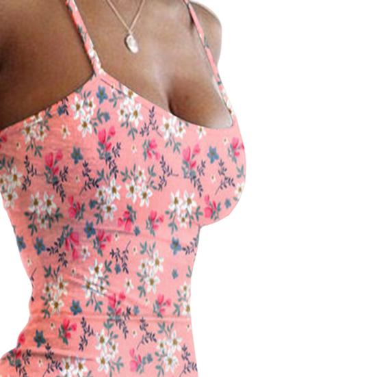 Vestito Corto Senza Maniche Traspirante Spalline Sottili Stampa Floreale Schiena Scoperta Vestito Estivo Abbigliamento per Appuntamento