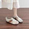 Jetzt verfügbar, sofortiger Versand! Französische Retro-Mules mit geteilter Zehenpartie 'Schweinshaxe' für Damen - Vielseitig, Stilvoll, Lederschuhe.