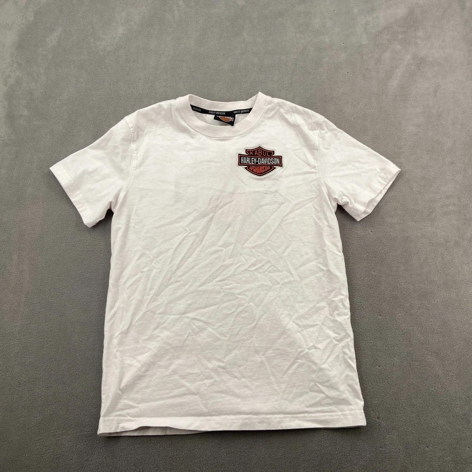 Y2K Harley Davidson kabul Afghanistan T Shirt Sz M White Cotton Embroidered 3XL