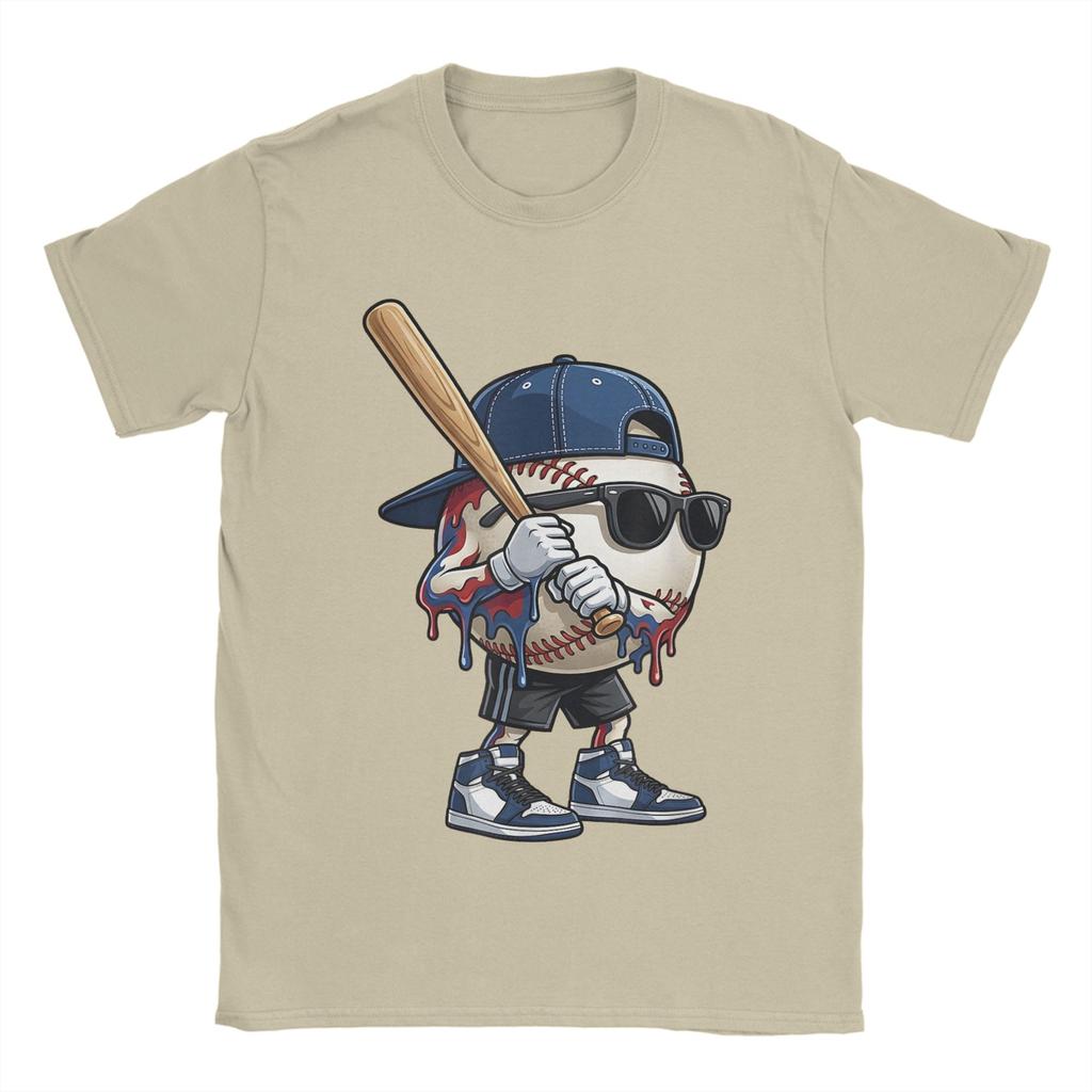 Baseball Drip For Boys Ice Cream Drip Baseball Sport Lover Tshirt Summer Tshirts Cotton Tee Shirt For Unisexs Tops