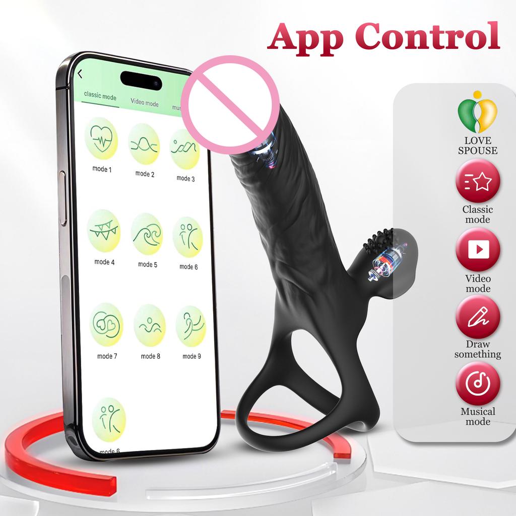 3 IN 1 APP Wearable Vibration Cock Penis Rings Anal Plug Strap On Dildo G-Spot Masturbation Prostata Massager Sex Toys for Men