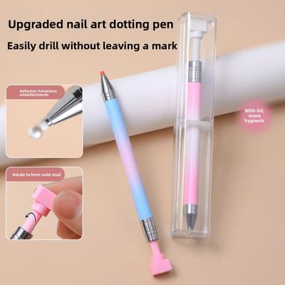 Nail Art Tools Double Head Dot Pen Rotary Push Press Mud Sticky Drill Dot Pen Wave Dot Drill Pen Nail Supplies