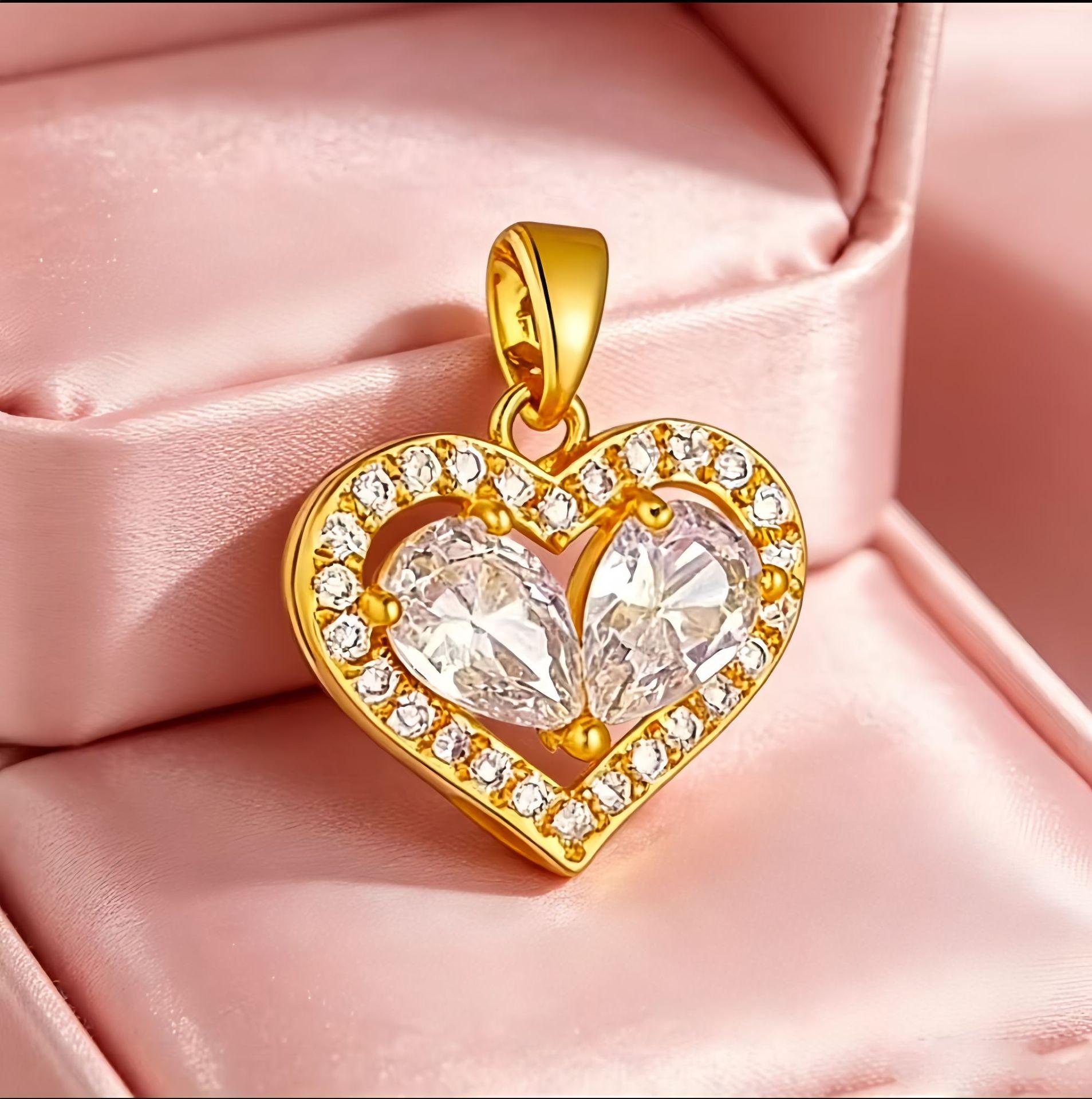 Colorful Ocean Heart Zirconia Necklace - Chic European & American Niche Design Accessory