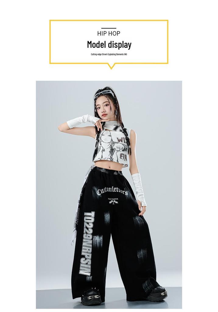 Trendy Girls' Jazz & Hip Hop Dance Crop Top Performance Costume