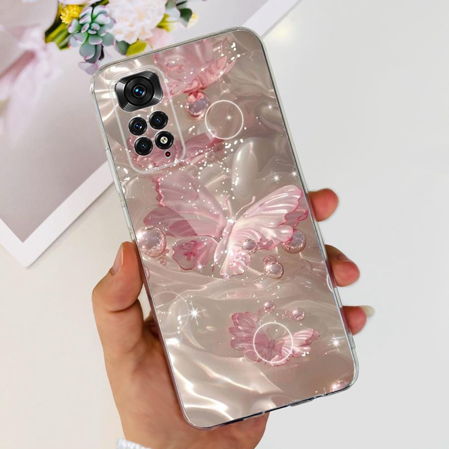 For Xiaomi Redmi Note 11 Cases Redmi Note 11s Cover Popular Flower Butterfly Soft Clear Cover For Redmi Note11 Note11S 5G Fundas