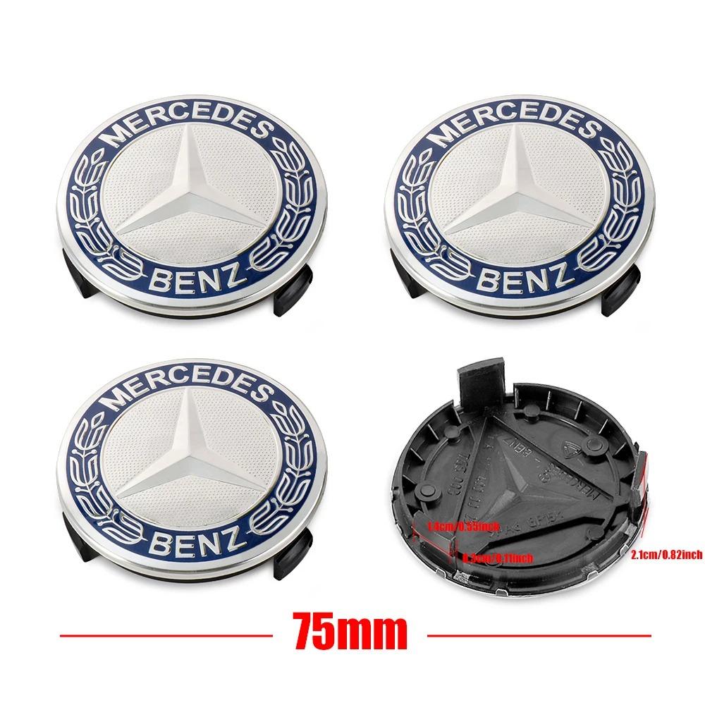 4Pcs 75mm Car Wheel Center Hub Caps Cover Badge Accessories for Mercedes Benz B/C/E/S Class A Class C200L GLC GLK CLA GLA GLE GL CT1