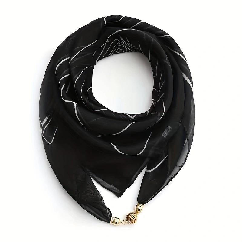 Fashion Magnetic Snap Scarf Daily Minimalist Versatile Luxury Square Neck Warmer For Neck Wrinkle Covering And Necklace
