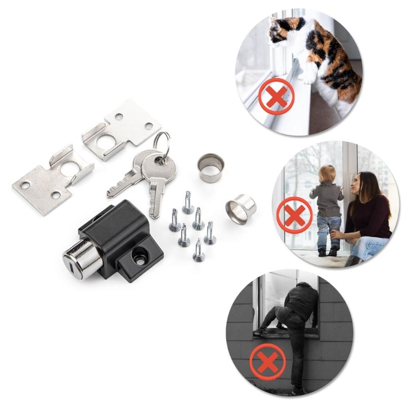 Adjustable Metal Sliding Window Locks with Keys Security Window Stops Sliding Window Security Lock Set for Home Safety