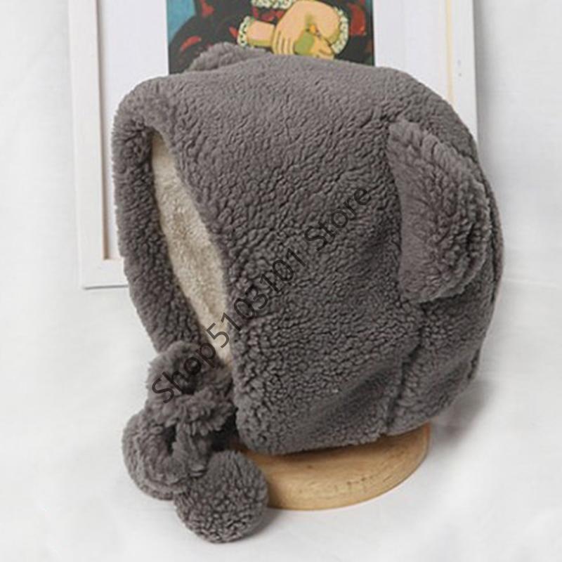 X6HE Winter Beanie Hat for Women Warm Thicken Faux Fleece Plush Hat Bear Ears Outdoor Skull Earflap Trapper Cap