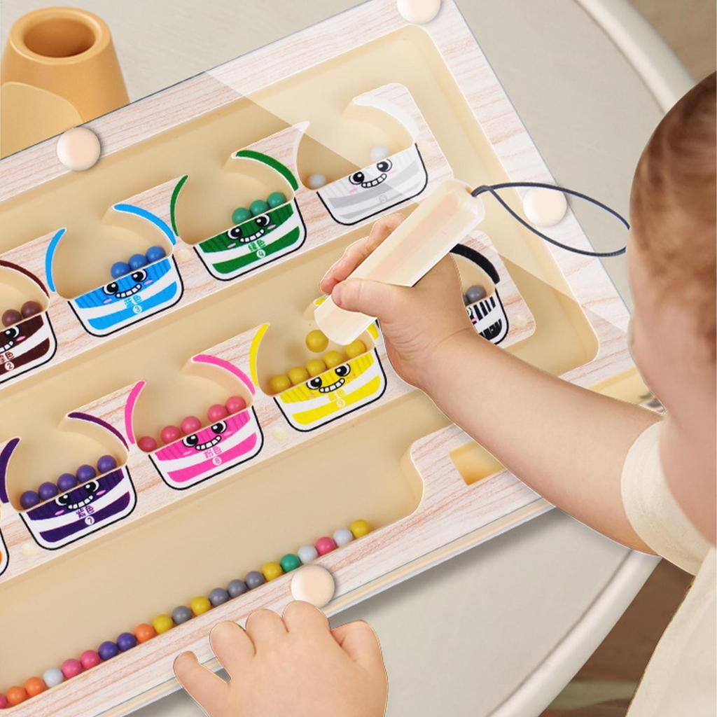 Magnetic digital bead maze toy children's pen movement iron suction early education intelligence logical thinking training game