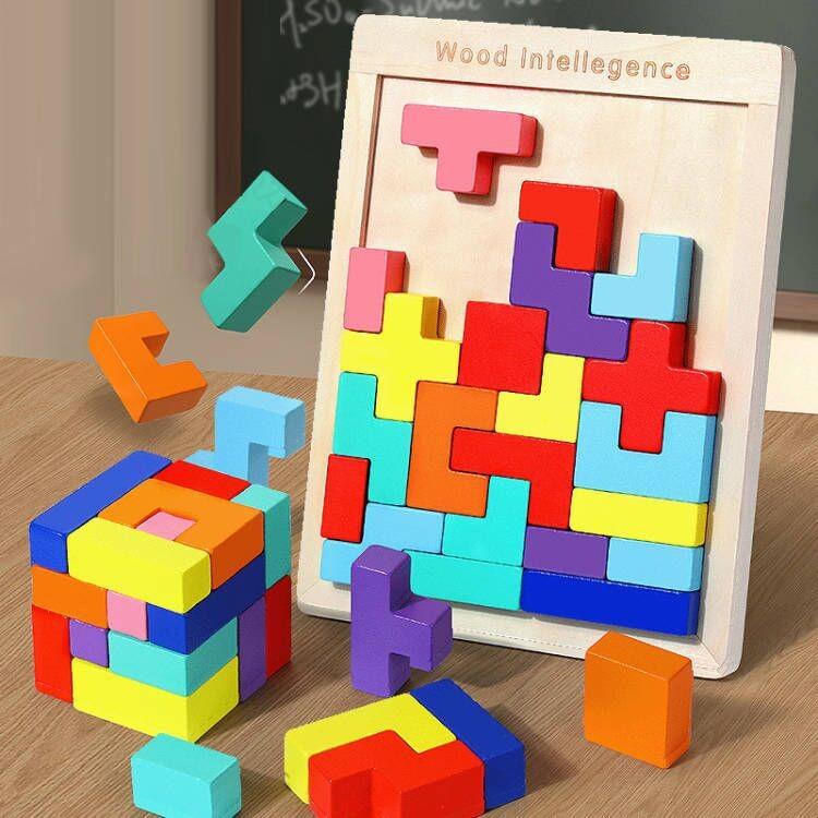Tetris 3d Wooden Puzzle Toys For Kids Brain Training Educational Gifts Prop