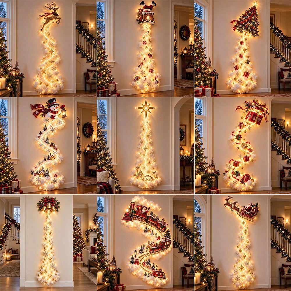 Wandmontierte Weihnachts-Zauberpfad-Wandleuchte Schneepfad-Form Warmweiße Lichter Weihnachts-Pfad-Wandleuchte