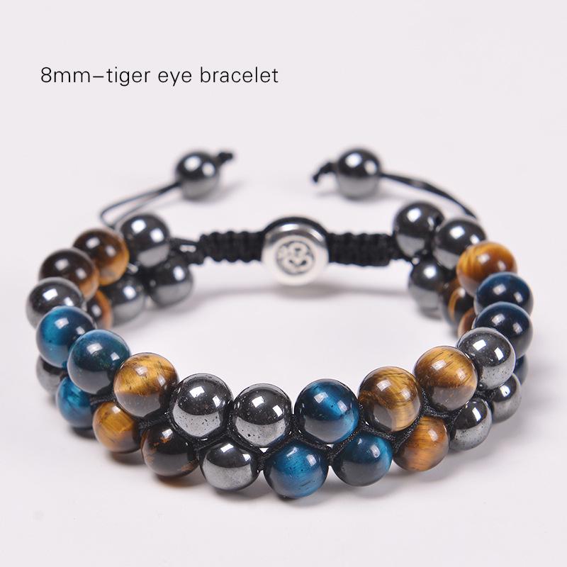 Men's Adjustable Yoga Bracelet with Natural Tiger Eye & Agate Stones