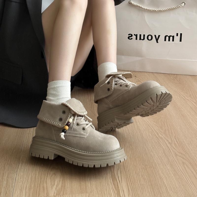 retro British style platform boots women's  new summer high-end heightening short boots
