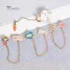 Beauty Earrings Women Cute Rabbit Carrot Heart Book Ruler Denim Jacket Collar Chain Brooch Pin