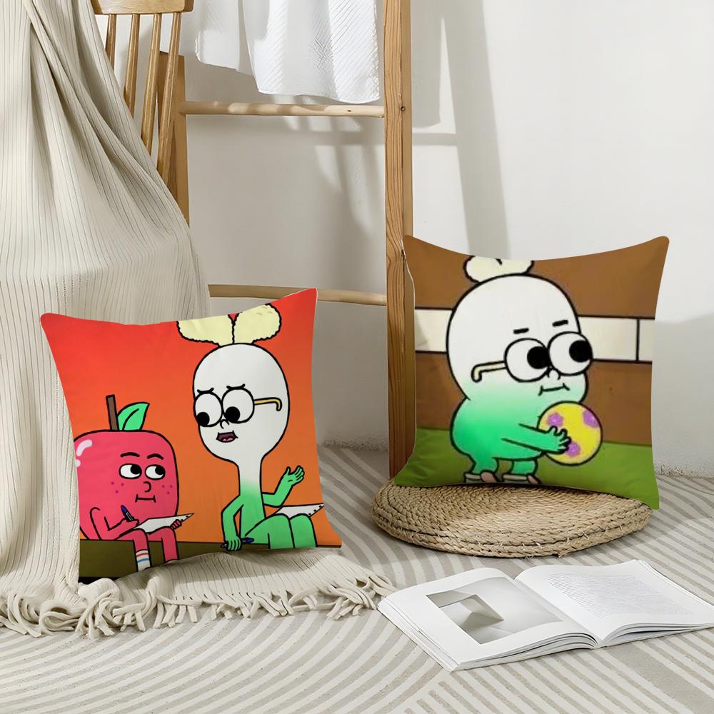 Anime Food Aapples And Onions Cushion Cover Breathable Linen Pillow Cover Skin-Friendly Home Decor Pillowcase With Hidden Zipper