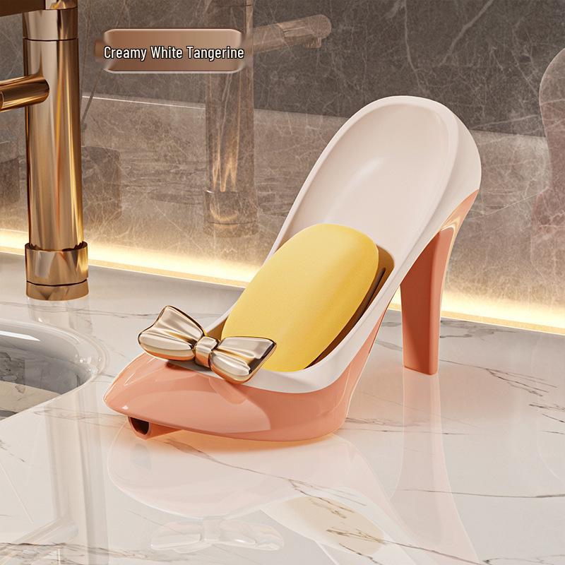 Punch-Free Draining High Heel Soap Dish - Suction Cup Holder for Bathroom