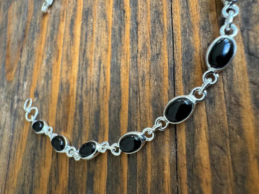 Solid 925 Sterling Silver Black Onyx Gemstone Handmade Boho Designer Bracelet Gift For Her Dainty Bracelet