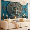 VIKAMA Meditations-Buddha Wandbehang, Vintage Blaue Buddha-Statue Mandala Wandteppich, Leichte Spirituelle Innenwanddekoration2