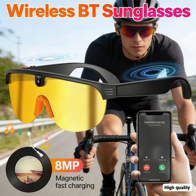 Smarte Fahrradbrille mit Mikrofon-Videoaufnahme, Schutzbrille, Übersetzung/WLAN-Navigation für Outdoor-Reisen, Sport, Laufen