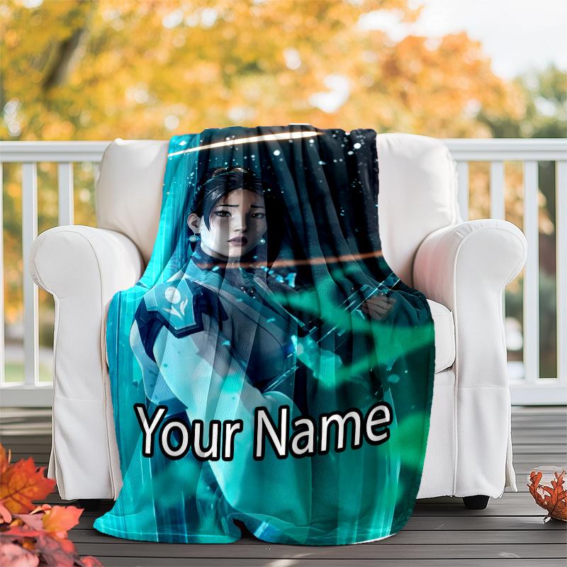 Custom Name Valorant Theme Printed Blanket - Perfect for Couch, Bed, Travel & Outdoor Use | Machine Washable, Cozy & Durable.