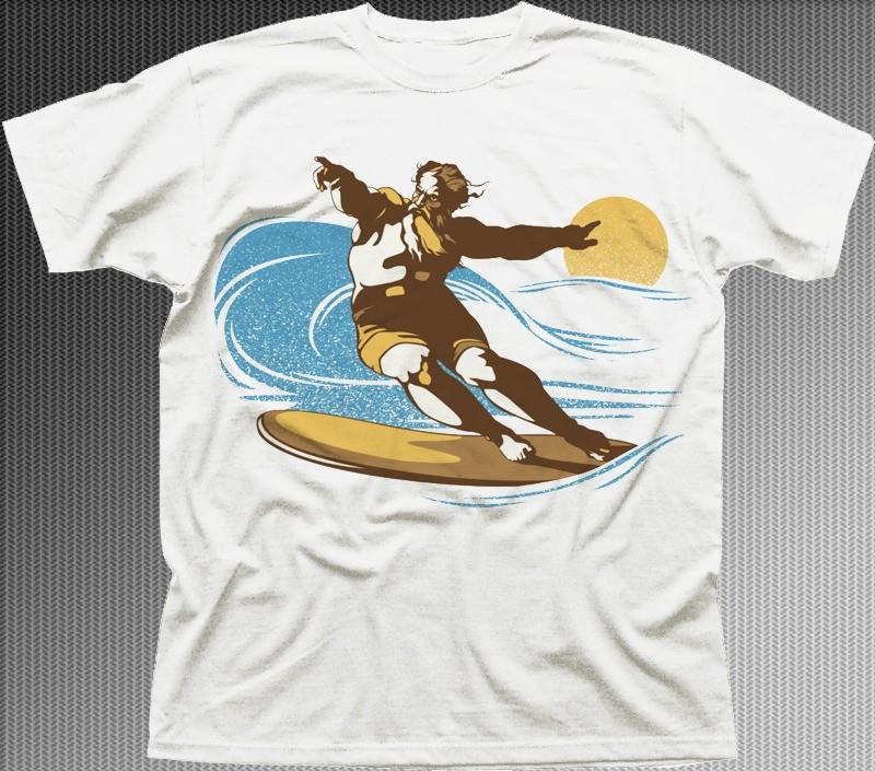 8TH DAY GOD SURFED SURFING WAVE SUMMER white t-shirt OZ9620 S разноцветный