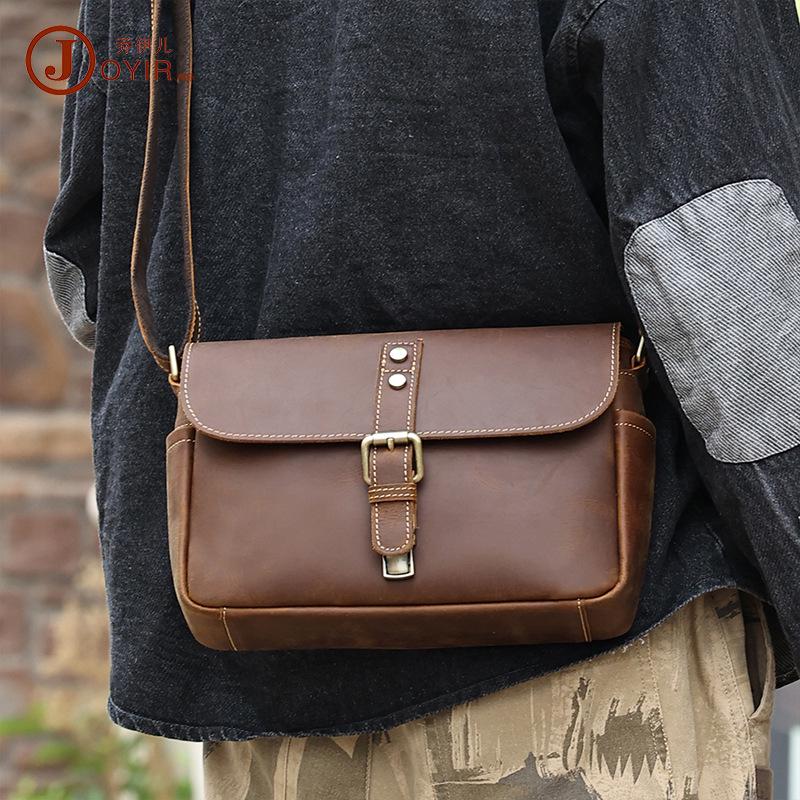 

Мужская ретро сумка-мессенджер из кожи Crazy Horse