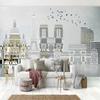 Custom Any Size Mural Wallpaper Hand Painted Nordic City Architecture European Style Flying Bird Background Wall Painting Decor