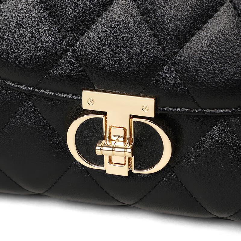 YUYULA Leather Handbag, Crossbody Bag, Diamond Pattern Shoulder Bag, Casual Bag, Black