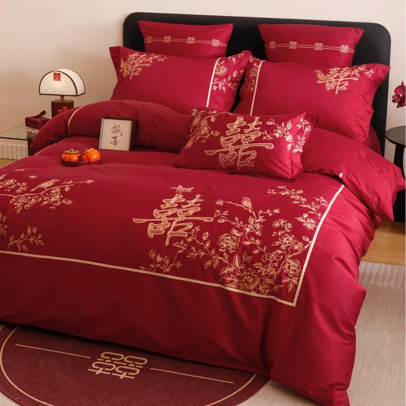 OEING Modern Chinese Wedding Embroidered Bedding