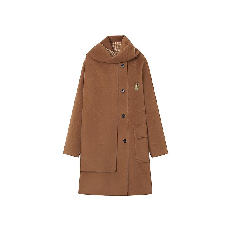 Teenie Weenie Women's Wool Blend Scarf Collar Overcoat