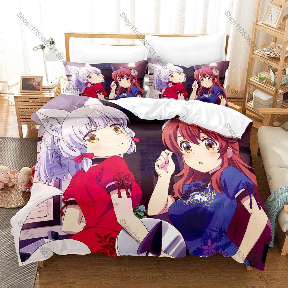 3PCS The Demon Girl Next Door Pattern Bedding Set Skin Friendly Quilt Cover Pillow Case Single Double Bed Home Bedding Kit