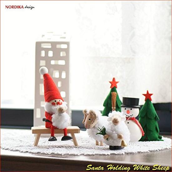 NORDIKA nisse Nordica Nisse Christmas Wooden Doll Holding a White Lamb (Santa / NRD120483)