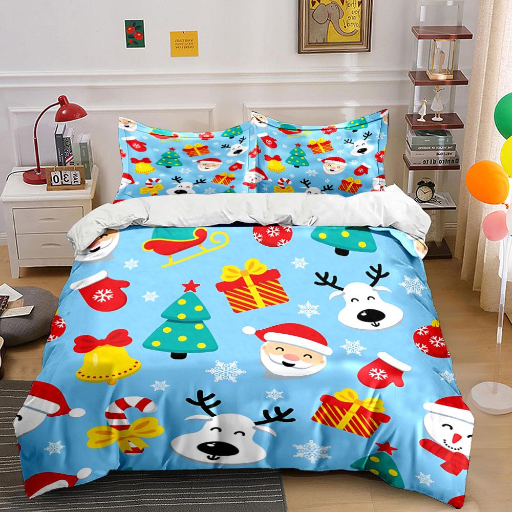 Weihnachts-Lebkuchenmuster Bettwäsche Bettbezug-Set Bettbezug Kissenbezüge (1*Bettbezug 2*Kissenbezüge, ohne Bettdecke)