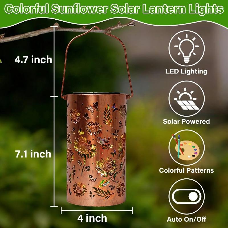 Large Solar Sunflower Metal Light, 8-12H Working Time, IP44 Waterproof Iron Art Landscape Lighting for Lawn Fence Balcony