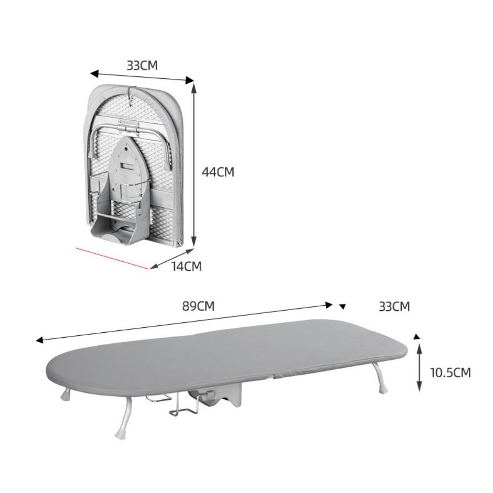 Folding Desktop Ironing Board, Wall-mounted Steel Mesh with Iron Stand, Space Saving, Convenient Laundry Hooks
