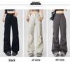 Women's Retro Multi-pocket Cargo Flare Pants - Cool, Loose Streetwear Pleated Style