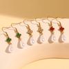 White Diamond & Pearl Four-Leaf Clover Stainless Steel Earrings for Women - Fashionable Water Drop Pendant Accessories