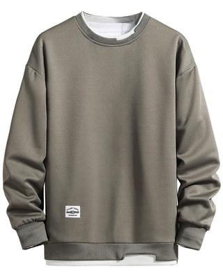 [FJLTDCP] Hoodie Men's Autumn Clothes Long Sleeve Pullover T-Shirt Men's Loose Silhouette Sweatshirt Tops Round Collar Soft Casual Stylish Large Size