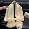 New Spring and Summer Silver Silk Shawl Outer Silk Scarf High Fashion Long Scarf Shawl Beach Scarf Scarf