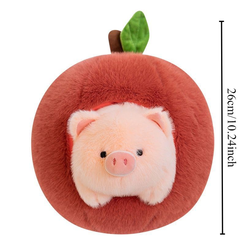 1 adorable apple-shaped pig plush toy, soft polyester stuffed animal, charming bedroom decor, ideal gift for birthdays, Christmas, and Thanksgiving