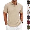 Men's Textured Vertical Stripe Polo Shirt - Summer Short Sleeve Lapel Tee, Breathable & Casual