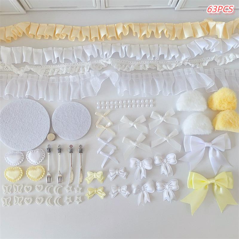 63ks Kawaii DIY Ita Bag Dekorace Materiál Sada Stuha Mašle Andělské Křídlo Sada Doplňků K-Pop Fanoušci Ruční Výroba