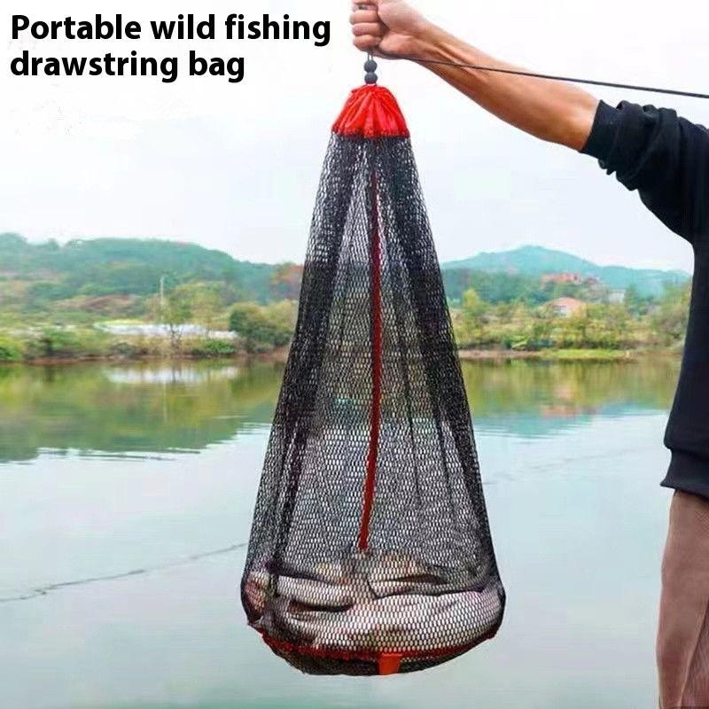 Fishing Mesh Bag Folding Fishing Fishing Gear Thickening Small Grid Nets Live Fish Nets Bag Bundle Mouth Net Bag Fishing Supply