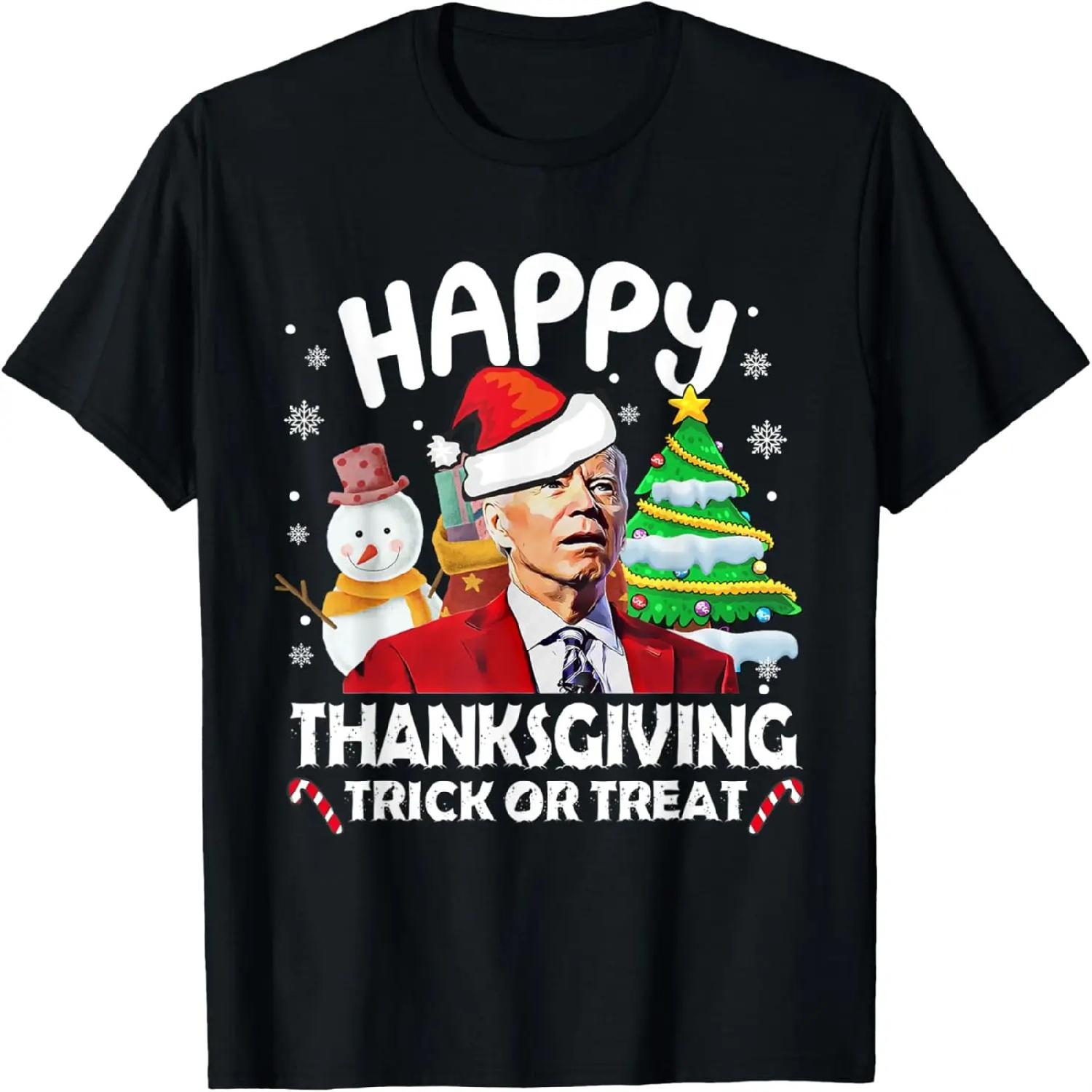 Happy Thanksgiving Trick or Treat, Joe Biden Santa Christmas T-Shirt S